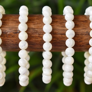 MOP Bracelet 4mm, 6mm, 8mm, 10mm STAR Round Bead Bracelet,  Gemstone Bracelet Healing Stones