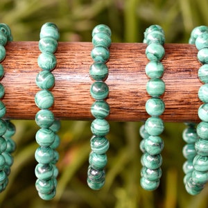 Malachite Bracelet 6mm, 8mm  Beaded Braelet, Malachite Gemstone Malachite Stone Healing Bracelet Men & Women bracelet