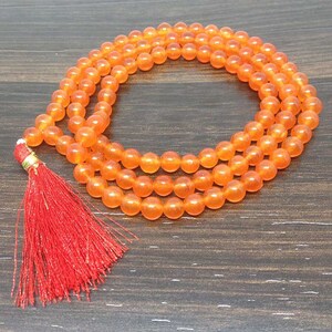 One (1) Natural 6mm Carnelian Mala With 108 Prayer Beads Perfect For Mediation Spiritual Carnelian Prayer mala Carnelian