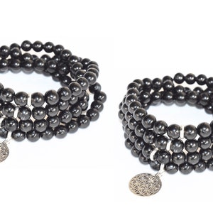 Black Tourmaline Mala Beads Necklace, 108 Beads Mala Bracelet, Tourmaline Stone Mala 108 Prayer Beads Crystal Jewelry Meditation Mala,