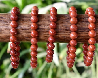 Red Jasper Bracelet 4mm, 6mm, 8mm, 10mm AAA Round Beaded Bracelet, Jasper Gemstone Jasper Stone Healing Bracelet Men & Women bracelet