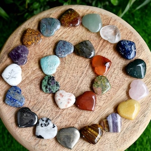 Natural Healing 1-inch Puffy Mini Heart Crystals, Choose your Stone: Polished Mini Worry Pocket Gemstone, DIY Necklace Jewelry Making Supply