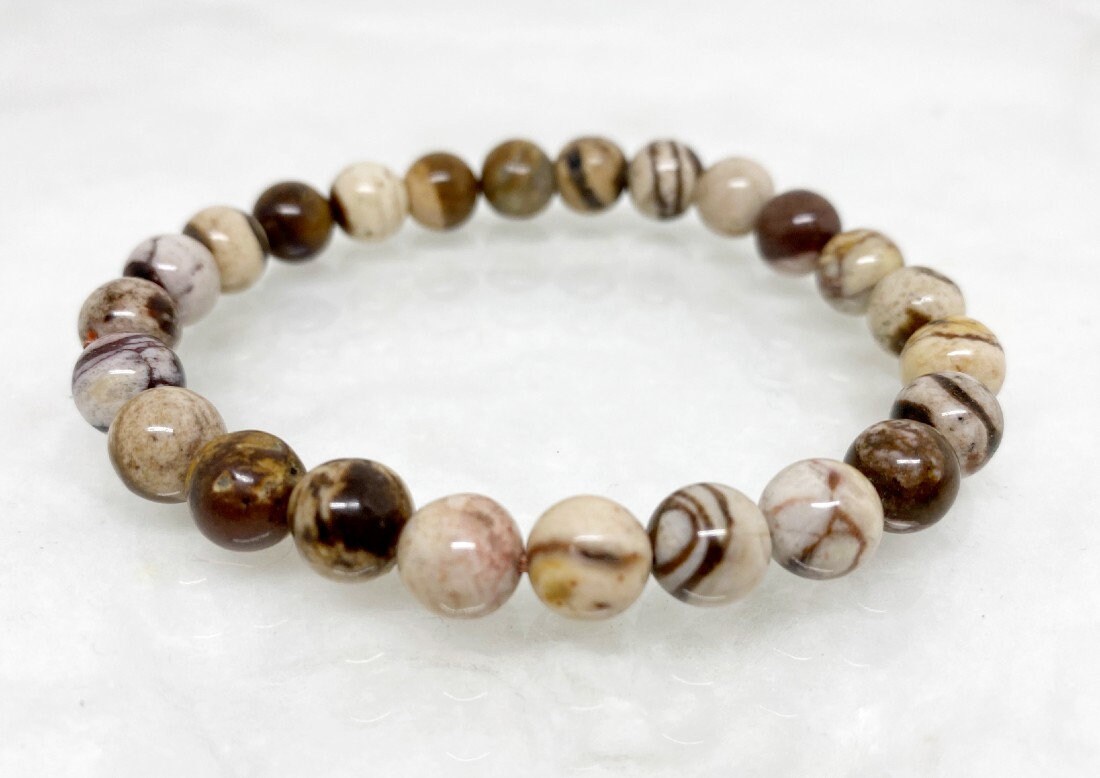 Brown Zebra Jasper Bracelet 8MM A Round Bead Bracelet Etsy