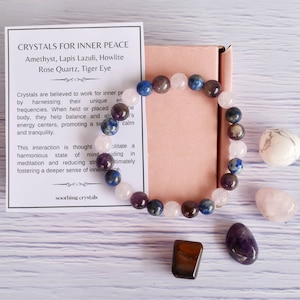 Crystal Promoting INNER PEACE Kit, Crystal Kit for Healing &amp; Balance, Perfect Gift for Stress Relief and Meditation, Crystal For Peace