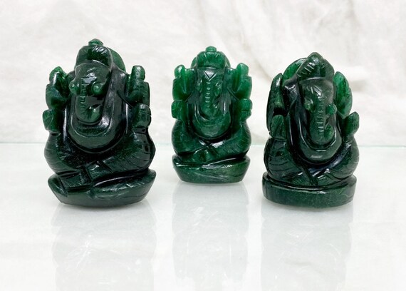 Statue de Ganesha en jade vert Statue de pierres précieuses - Etsy France