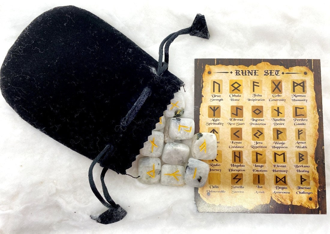 Rainbow Moonstone Rune Sets Elder Futhrak Rune Set Gemstone - Etsy