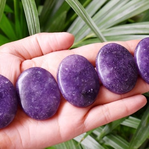 One (1) Lepidolite Worry Stone for crystal healing - Pocket Palm Stone - Thumb Stone
