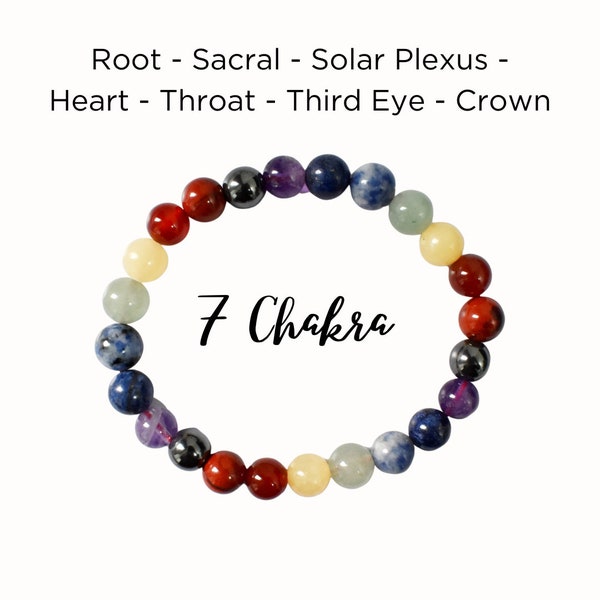 Balancing 7 Chakra Stones Bracelet, Reiki Healing Chakra Crystals, Chakra Bracelet Gift,Yoga Spiritual Bracelet, Crystal Beads Jewelry Gifts