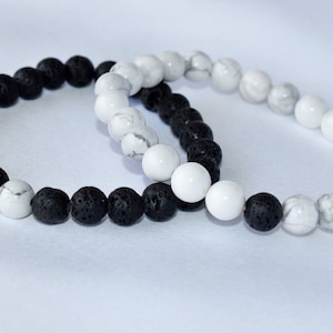 Lava Howlite Couple Bracelets, Matching Bracelet For Couple, Crystal Bracelet Gift | Long Distance Relationship Gift | Couples Gift of Beads