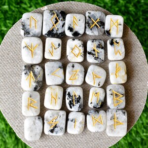 Rainbow Moonstone Rune Sets Elder Futhrak Rune Set Gemstone - Etsy