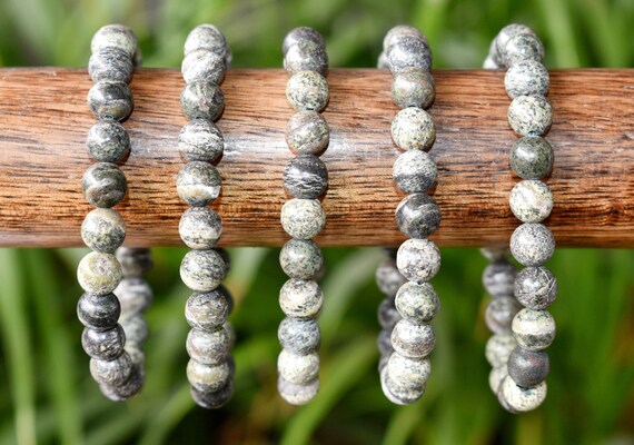 Bracelet Seraphinite Verte Naturelle - Perles 7 Mm - Extensible Unisexe - Pierre AAAA - Sans Métal