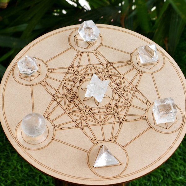 7 piezas Cristal Cuarzo Sólidos platónicos Conjunto geométrico sagrado Conjunto de geometría de cristal para fines educativos de curación de cristales, Regalo de geometría espiritual