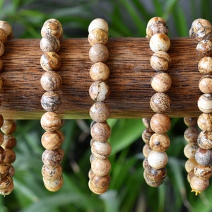 Picture Jasper Bracelet 4mm, 6mm, 8mm, 10mm A Round Bead Bracelet,  Gemstone Bracelet Healing Stones