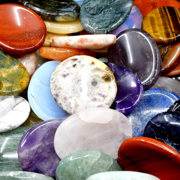 Wholesale Worry Stones Mix Lot 50 Bulk Worry Stones Bulk Palm Stones Bulk Gemstone ~ Bulk Crystal for Anxiety Relief