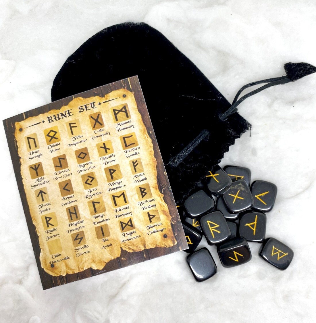 Black Jasper Rune Sets Elder Futhrak Rune Set Gemstone Runic | Etsy