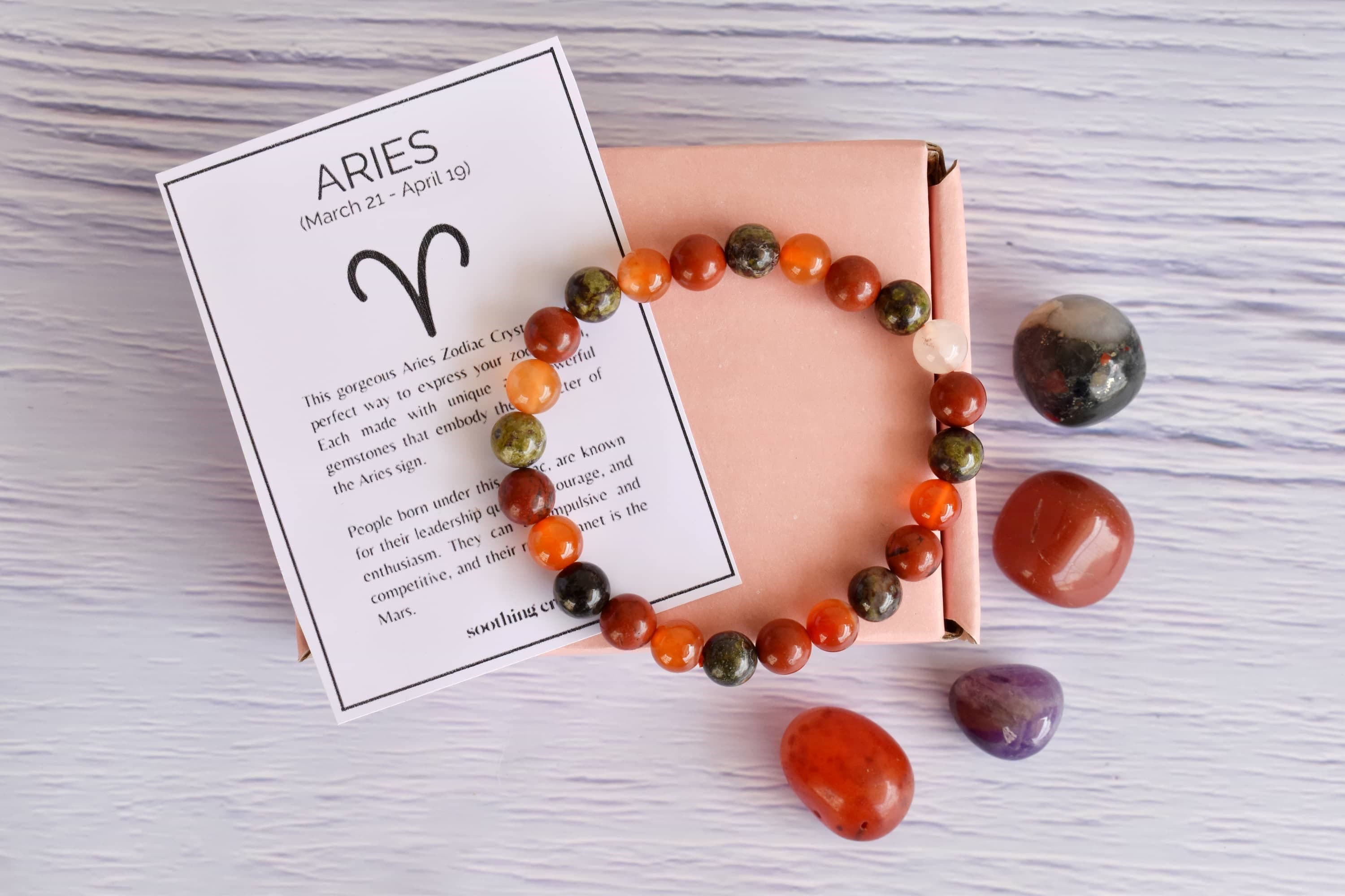 Aries Zodiac Crystals Kit Aries Birthstones Tumbled Stones Set Aries Stones Gifts Astrology Gift Stones Kit Aries Crystals Zodiac Gift