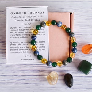 Crystal Promoting HAPPINESS Healing Kit, Crystal Stone Collection,Boost Positivity, Perfect Gift for Uplifting Spirits,Begging For Happy Kit