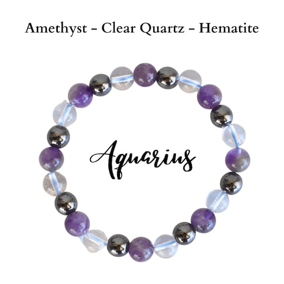 Cheap Aquarius Bracelet Amethyst, Hematite, Red Agate, Crystal Quartz,  Mother of Pearl, Green Fluorite | Joom