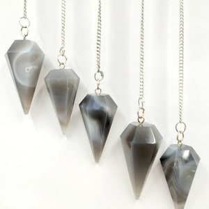 Wholesale 10pcs Grey Agate Faceted Cone Pendulum for Reiki, Dowsing, Healing, Chakra Balancing, & Spiritual Practices, Handcrafted Pendulum