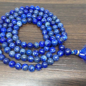 One (1) Natural 8mm Lapis Lazuli Mala With 108 Prayer Beads Perfect For Mediation Tibetan Mala Jap Mala Jap mala ~ Mala Necklace
