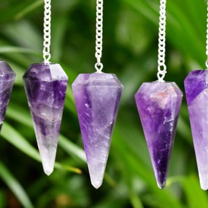 Amethyst Faceted Cone Pendulum Healing Dowsing Crystal Pendulum