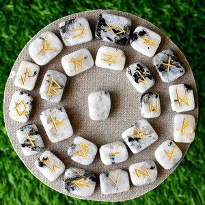 Rainbow Moonstone Rune Sets Elder Futhrak Rune Set Gemstone - Etsy