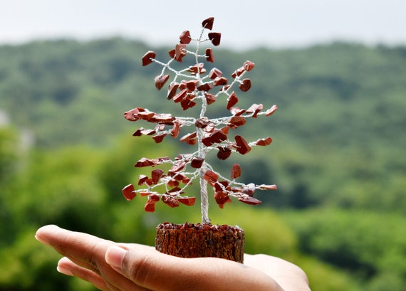 Arbre de vie en cristal de jaspe rouge, ornements d'argent Feng Shui de  guérison pour l'affichage et la collecte de pierres, lot en gros de pierres  précieuses pour la maison 