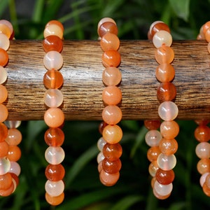 Natural Carnelian Crystal Bracelet-Raw Carnelian 6mm, 8mm, 10mm Beaded Bracelet-Healing Bracelet Carnelian Jewelry, Crystals for motivation