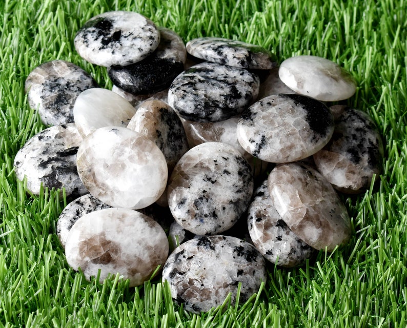 One 1 Rainbow Moonstone Worry Stone for crystal healing Pocket Palm Stone Thumb Stone WS-RAIN image 6