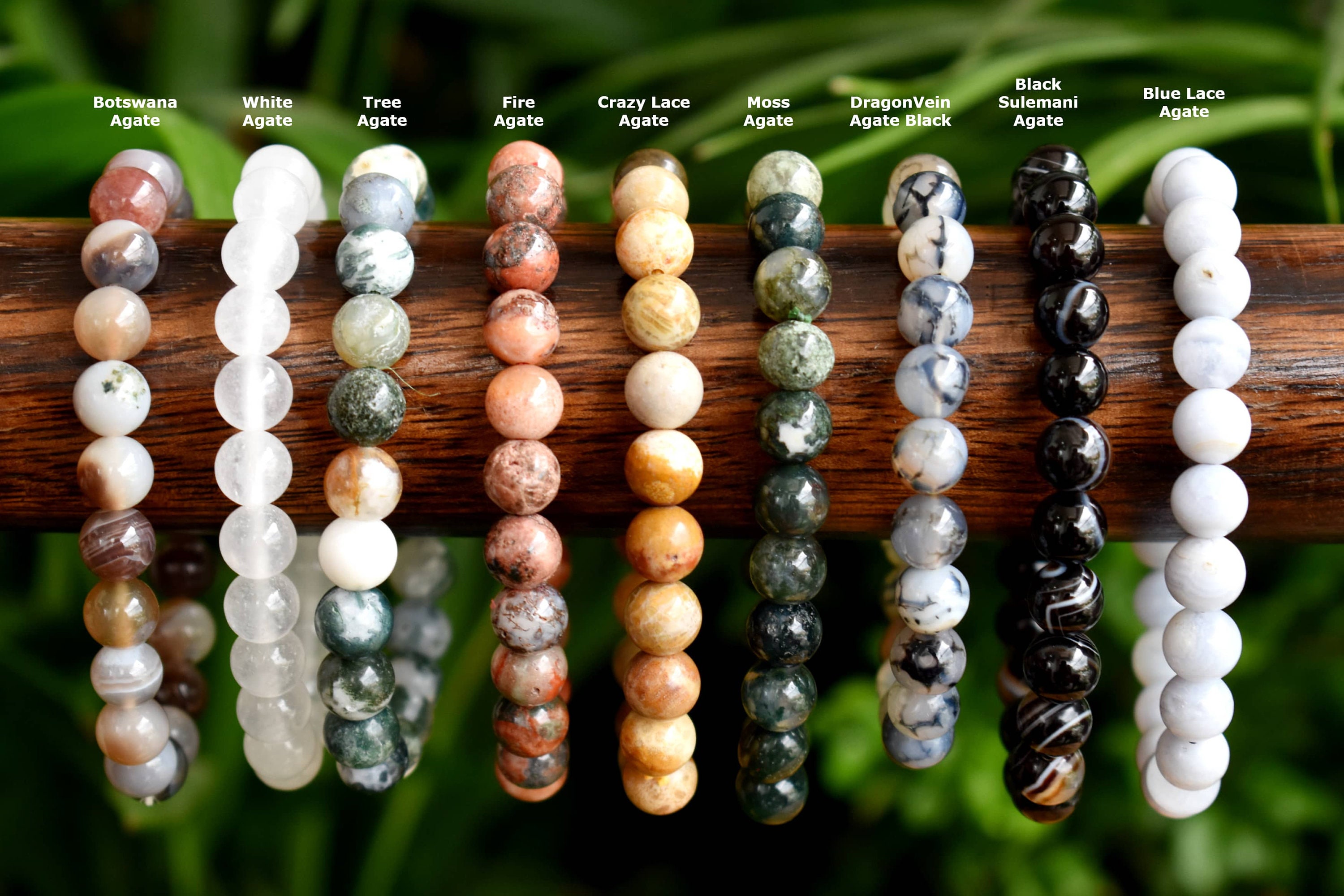 Genuine Natural Polished 8mm Healing Agate Crystal Stretch