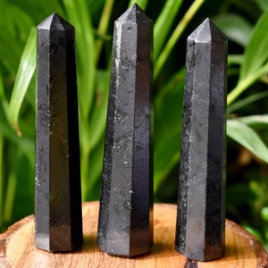 One (1) Black Tourmaline Obelisk Points ~Black Tourmaline Tower Points Black Crystal Towers for Healing, Energy Balancing Tourmaline  Quartz