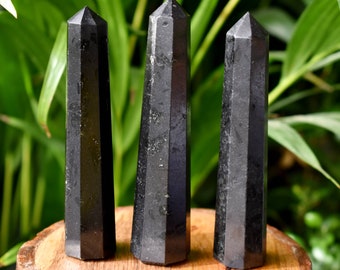 One (1) Black Tourmaline Obelisk Points ~Black Tourmaline Tower Points Black Crystal Towers for Healing, Energy Balancing Tourmaline  Quartz