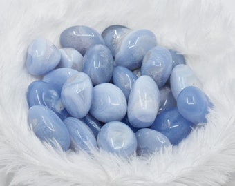 Blue Lace Agate Tumbled Stones A Grade Healing Crystals, Gemstone Natural Tumbled Stones in pack sizes of 4oz, 1/2 lb and 1 lb.