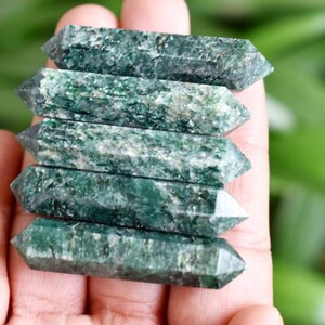 Green Aventurine Double Terminated Crystal Point Pencil Double Point Pencils Hand Cut for Crystal Grid