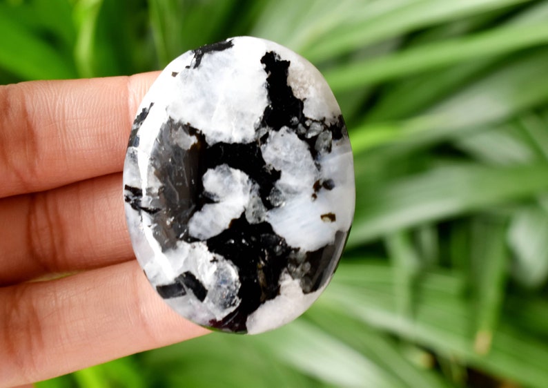 One 1 Rainbow Moonstone Worry Stone for crystal healing Pocket Palm Stone Thumb Stone WS-RAIN image 4