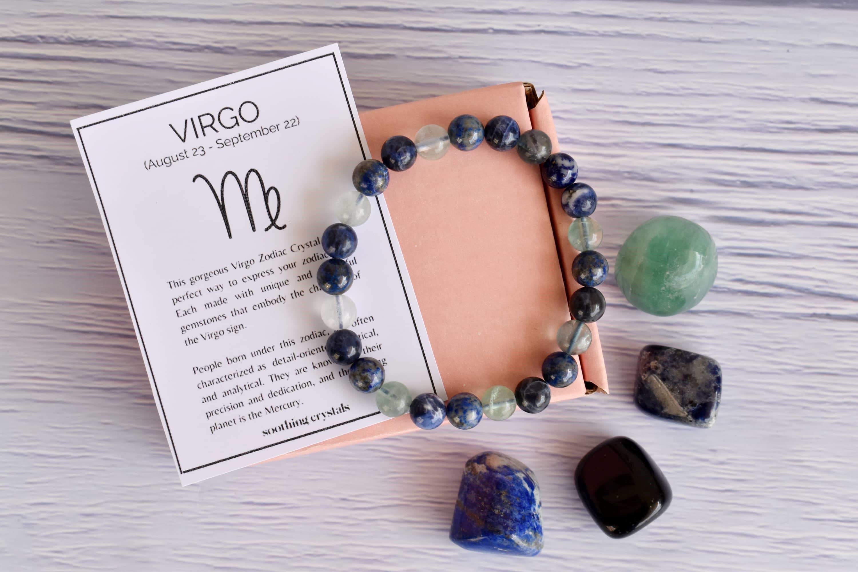 Virgo Crystal Bracelet, Virgo Birthstone Crystal, Horoscope Bracelet,  Zodiac Gemstone Bracelet, Protection Bracelet and Card, Virgo Jewelry - Etsy