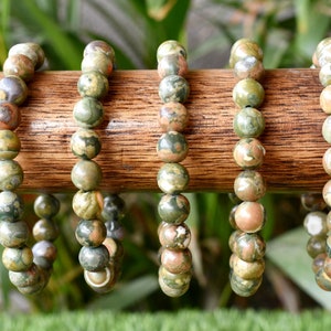 Ocean Jasper Crystal Bracelet 4mm, 6mm, 8mm, 10mm A Round Beaded Bracelet, Natural Ocean Jasper Stone Healing Bracelet