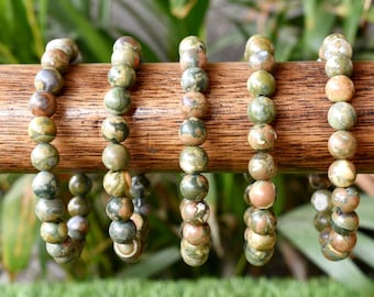 Ocean Jasper Crystal Bracelet 4mm, 6mm, 8mm, 10mm A Round Beaded Bracelet, Natural Ocean Jasper Stone Healing Bracelet