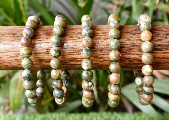 Ocean Jasper Crystal Bracelet 4mm, 6mm, 8mm, 10mm A Round Beaded Bracelet, Natural Ocean Jasper Stone Healing Bracelet
