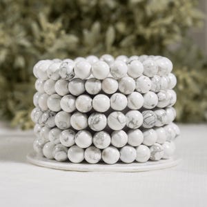 Wholesale 6 Pcs Howlite Bracelet 4mm, 6mm, 8mm, 10mm Round Beads Healing Bracelet, Handmade Stretch Bracelet perfect gift for men and women