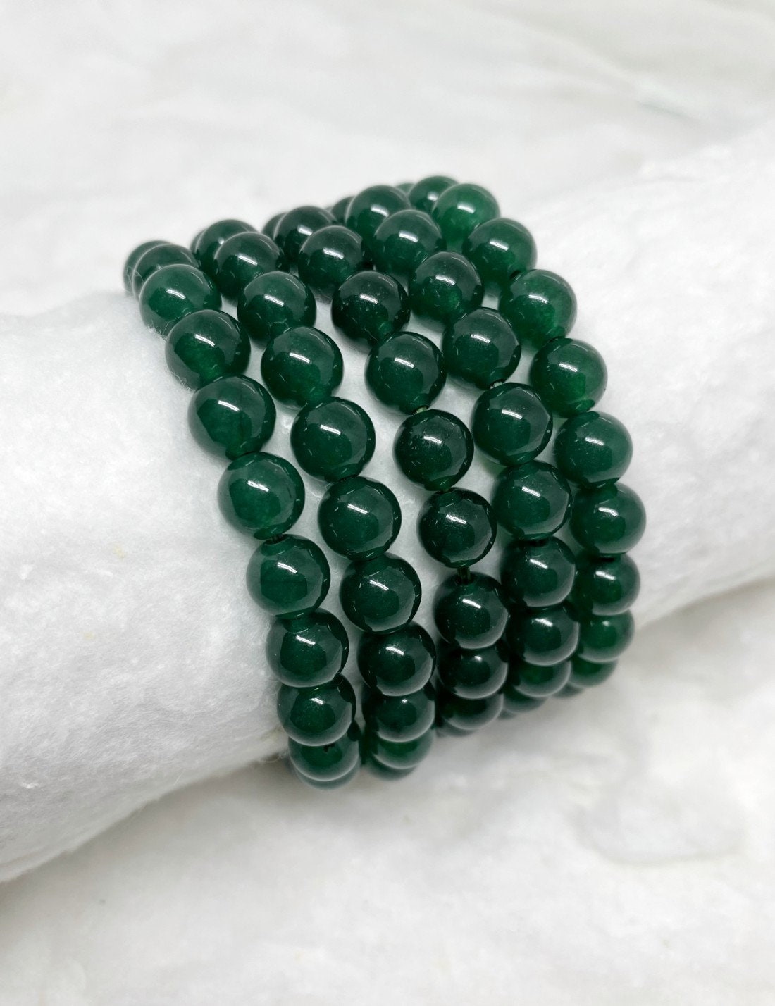 Green Jade Bracelet 8MM A Round Bead Bracelet Gemstone | Etsy