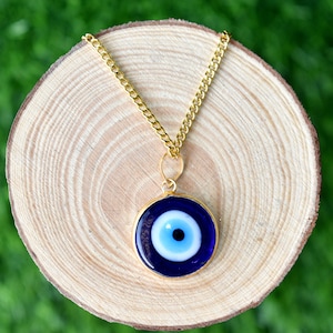 PERIMADE Turkish Evil Eye Pendant Necklace Charm • Blue Glass Evil Eye Bracelet Electroplated Gold Charm • Dainty Cute Phone Pendant