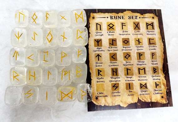 Crystal Quartz Rune Sets Elder Futhrak Rune Set Gemstone Runic | Etsy