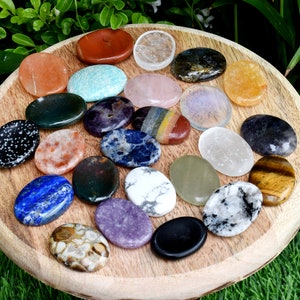 Natural Hand Carved Crystal Worry Stones, Choose your Polished Pocket Palm Gemstone For Stress Anxiety Relief, Chakra Healing and Balancing