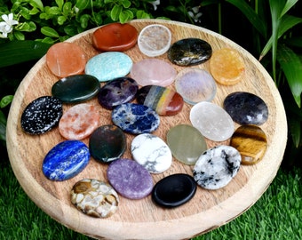 Natural Hand Carved Crystal Worry Stones, Choose your Polished Pocket Palm Gemstone For Stress Anxiety Relief, Chakra Healing and Balancing