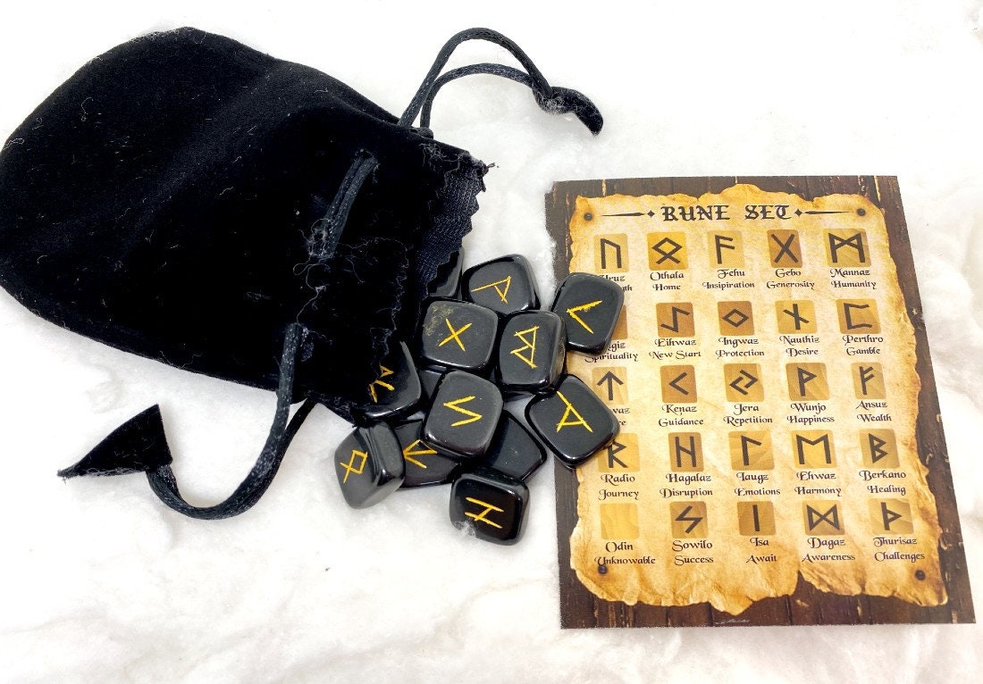 Black Jasper Rune Sets Elder Futhrak Rune Set Gemstone Runic | Etsy
