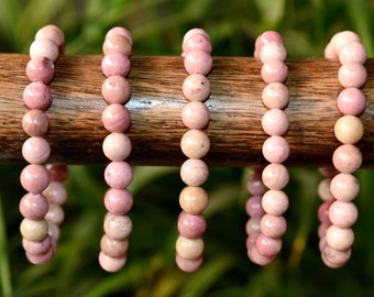 Natural Rhodochrosite Bracelet 4mm, 6mm, 8mm, 10mm A Beaded Bracelet, Rhodochrosite Gemstone Healing Bracelet Rhodochrosite Stone Jewelry