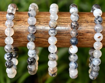 Bracciale Elastico Da 7 Pollici Con Perline In Pietra Semipreziosa Di Agata Venata Di Drago Autentico Multicolore Vintage. - Italia - Foto 8