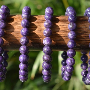 Charoite Bracelet 6mm,8mm,10mm Round Beaded Bracelet, Handcrafted Stretch Bracelet Perfect Gift for Men & Women Purple Charoite Gemstones