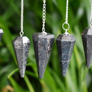 Hematite Faceted Cone Pendulum Healing Dowsing Crystal Pendulum